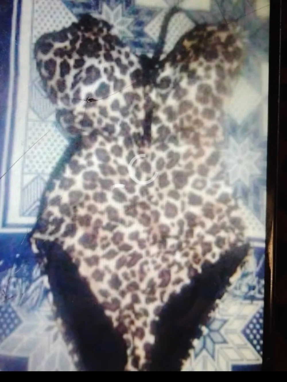 Leopard Print Women’s Teddy Bodysuit - Black Trim